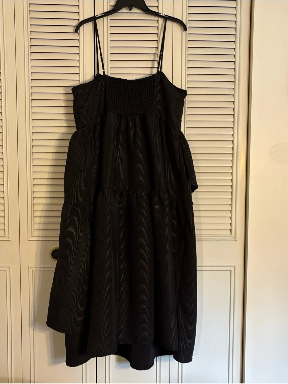Kate Spade Black Ruffle Layered Formal Dress Sz XL Wood grain pattern Wed Guest